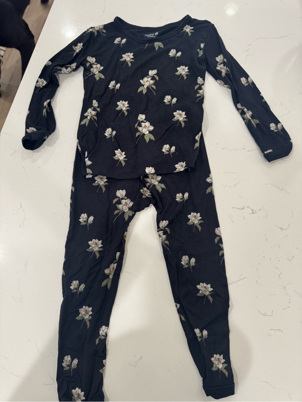 Kyte BABY Black Floral One-Piece Footie Pajamas